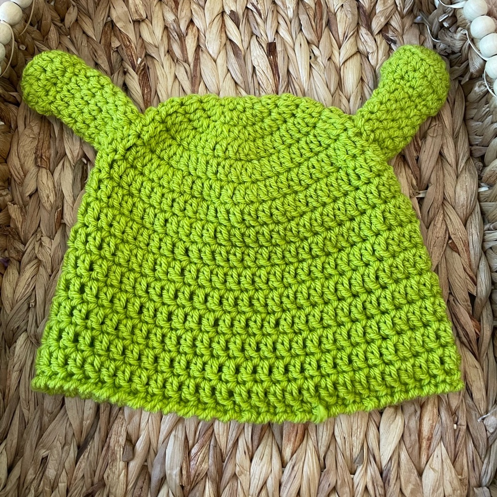 CROCHET HANDMADE SHREK HAT, Ogre, Costume, beanie